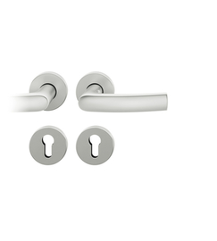 AGL3-Drückergarnitur links 8mm PZ Rundrosette max. 35°. TS 39-48mm Aluminium naturfarbig Produktbild