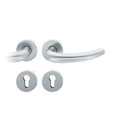AGL3-Drückergarnitur rechts 8mm PZ Rundrosette Edelstahl fein matt Produktbild