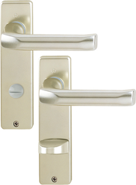 113/202KP/AP Garnitur/F2 Alu Neusilber/8 mm/8 mm/Schlitzkopf/Olive 78mm/37-42 mm/HOPPE-Logo Produktbild