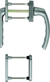 099KH/66N/U26/099/66NS/49PNS Garnitur/F9 Alu Stahl/N10A, mit Arretierung, stahlgrau/7 mm/Profilzylinder/63-73 mm/HOPPE-Logo Produktbild