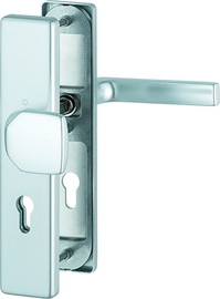 FS-61G/2221/2210/1643F Garnitur/FDW-Profilvollstift/ES1/F1 Alu natur/9mm/Profilzylinder 72mm/42-47 mm/HOPPE-Logo Produktbild