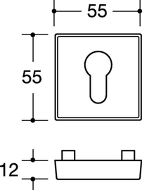 HEWI 308XAES Schutzrosetten, PZ, sq55mm, matt-schliff, Lochung ??, TS ?? Produktbild