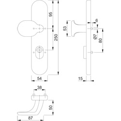 M86G/3332ZA /für Kombi-Schutz/für ES1 (SK2)/F77-R Messingf.poliert - Resista®/Türdicke 37-42mm/Profilzylinder 72mm/8mm/ Produktbild BIGSKZ L