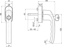 HOPPE Fenstergriff STUTTGART 0600S/US952 100NM Secustik® - inkl. Schrauben Produktbild BIGSKZ L