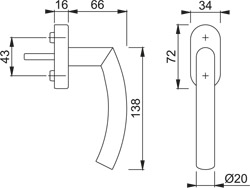 HOPPE Fenstergriff TRONDHEIM E0430/US956 Secustik® - inkl. Schrauben Produktbild BIGSKZ L