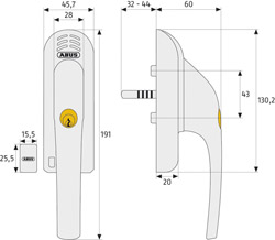 ABUS Abschließbarer Fenstergriff FG300A mit Alarm - 200 Nm ohne Schrauben Produktbild BIGSKZ L