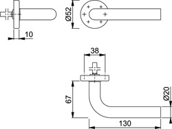 HOPPE Stiftteil mit runder Rosette BONN *E150Z/42H* Produktbild BIGSKZ L