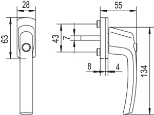 MACO Fenstergriff HARMONY Alu 45° ohne Logo mit Sperrknopf - mit Stift inkl. Schrauben Produktbild BIGSKZ L