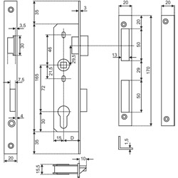 KFV Einsteck-Glastürschloss *521 1/2 PZW* Produktbild BIGSKZ L