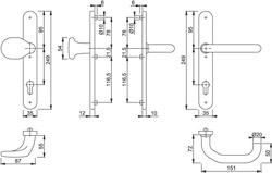 HOPPE Schmalrahmen-Schutz-Wechselgarnitur PARIS *E86G/3358/3357N/138GF* ES1 (SK2) Produktbild BIGSKZ L