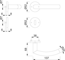 HOPPE Objektgarnitur TRONDHEIM *E1430Z/42KV/42KVS* Kat.3 Produktbild BIGSKZ L