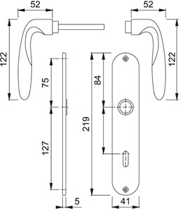 HOPPE Objektgarnitur VERONA *M151/42KV/42KVS* Kat.3 Produktbild BIGSKZ L