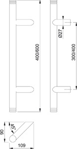 HOPPE Türgriff E5012D mit Rillen und schrägen Stützen Produktbild BIGSKZ L