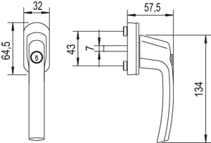 MACO Fenstergriff mit Sperrzylinder TRESOR Alu 90° ohne Logo - mit Stift ohne Schrauben Produktbild BIGSKZ L