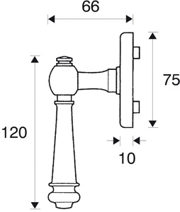 Fenstergriff 826 ES IV ungehämmert stahlgrau mit 90° Rasterung Stift 7 mm, 35 mm vorstehend, drehbar befestigt auf Rückplatte Schraubloch-Abstand 43 m Produktbild BIGSKZ L