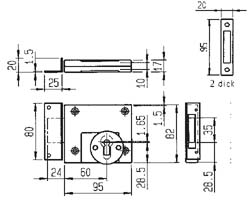 Riegelschloss 49Z PZ 60 mm m.Blech Produktbild BIGSKZ L