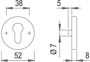 Schlüsselrosette E42S/8 mm innen PZ F69 Produktbild BIGSKZ L