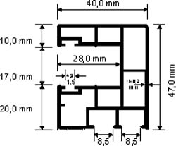 Rollladenführung 40x47mm Lg. 6,00m Weiß, mit zwei schwarzen Bürsten , VE: 60m Produktbild BIGSKZ L