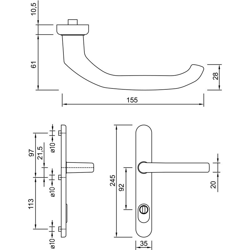 greenteQ Schmalrahmenhalbgarnitur außen DG58.ZA.ER.SS.AU PZ 92 product photo BIGSKZ L