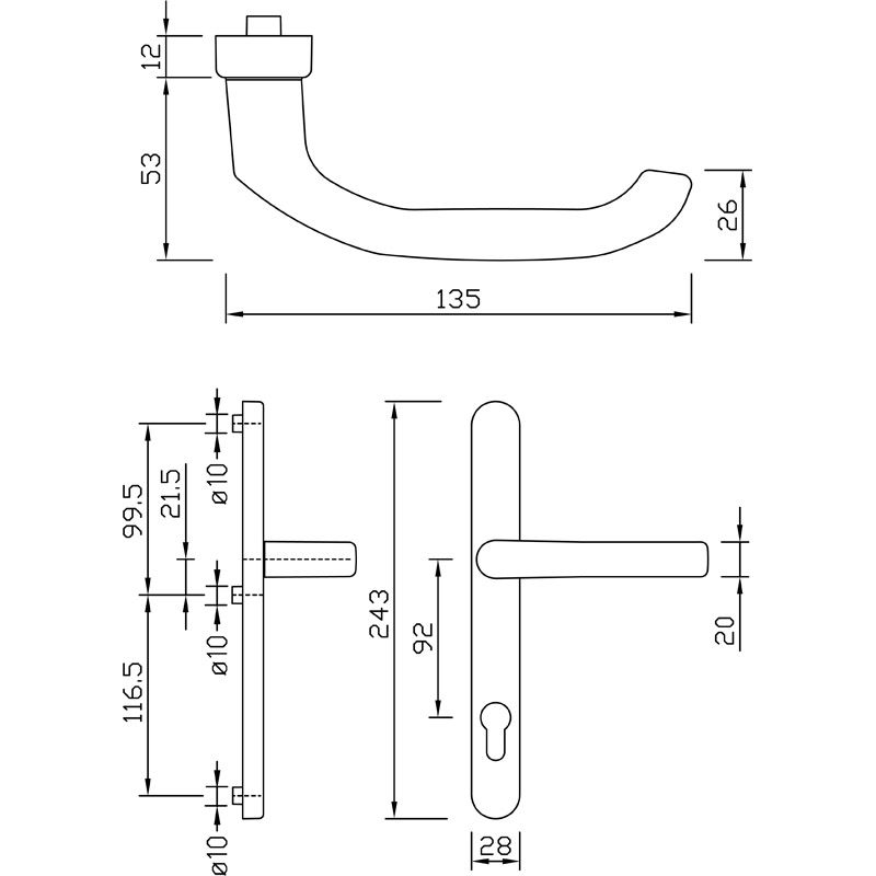 greenteQ Schmalrahmenhalbgarnitur außen DG28.S216.ER.SS.AU PZ 92 product photo BIGSKZ L