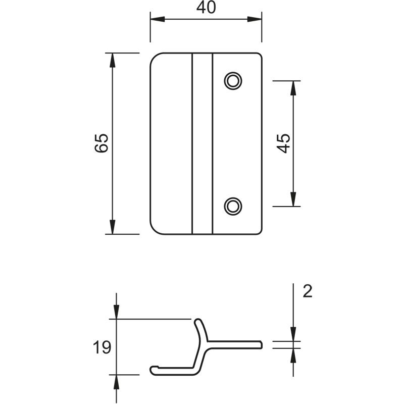 greenteQ Glasfalzgriffe mit Steg inkl. Befestigung Produktbild BIGSKZ L