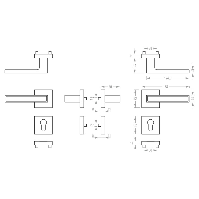greenteQ Zimmertürgarnitur Q DG81L.ER.QR Produktbild BIGSKZ L