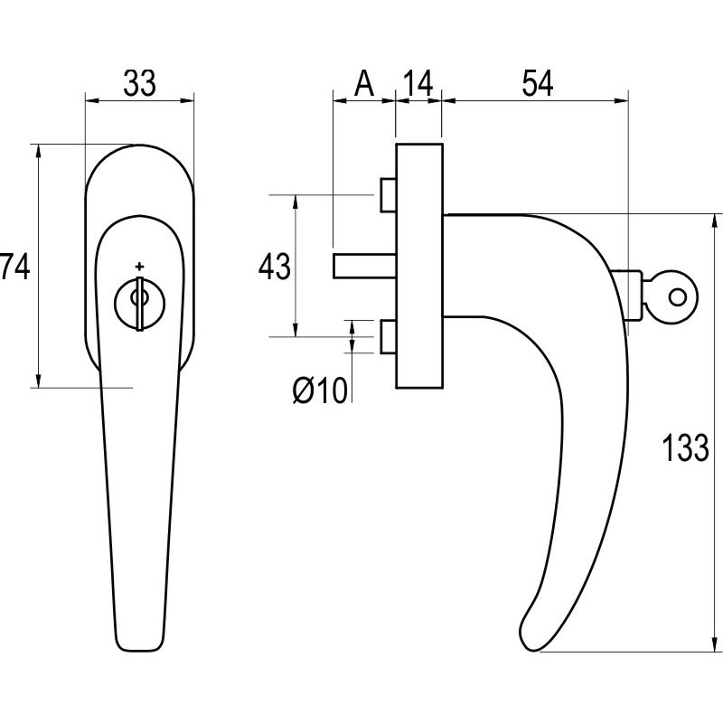 greenteQ Fenstergriff FG65.SG100.ER abschließbar - 100NM inkl. Schrauben product photo BIGSKZ L