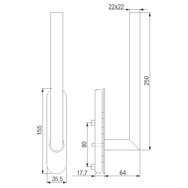 greenteQ Hebe-/Schiebetürgriff HSTG 61.FRS.ER für Innenseite - inkl. Schrauben product photo BIGSKZ L