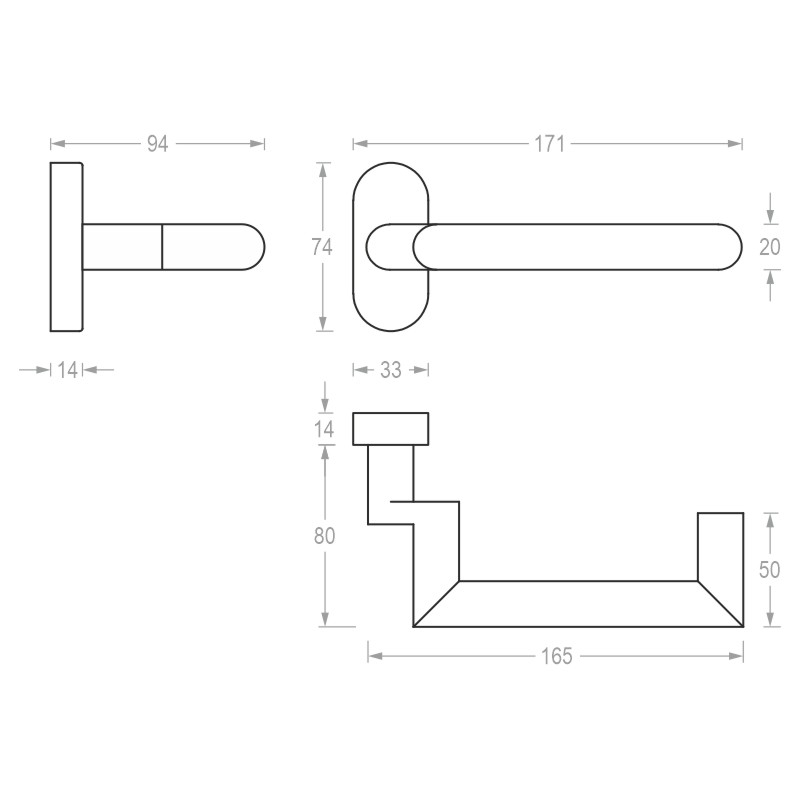 greenteQ Drückerlochteil auf ovaler Rosette Q DG80H.A.ER.OR.LT product photo BIGSKZ L