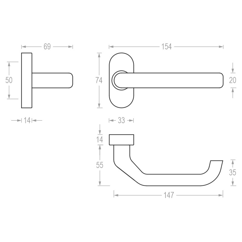 greenteQ Drückerlochteil auf ovaler Rosette DG59.AL.ORS.LT product photo BIGSKZ L
