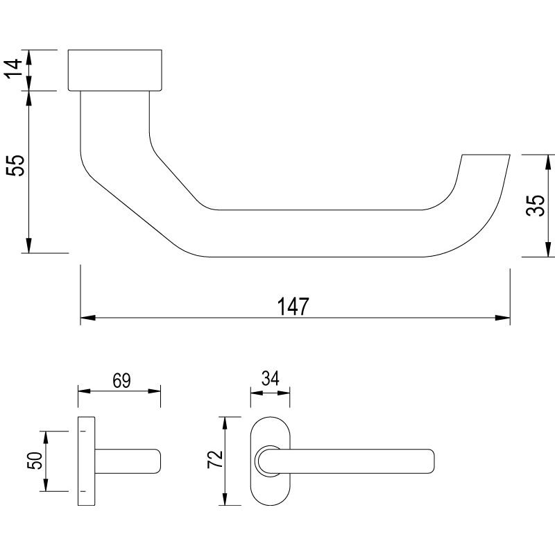 greenteQ Lochteil gekröpft auf ovaler Rosette DG59.ER.ORS.LT product photo BIGSKZ L