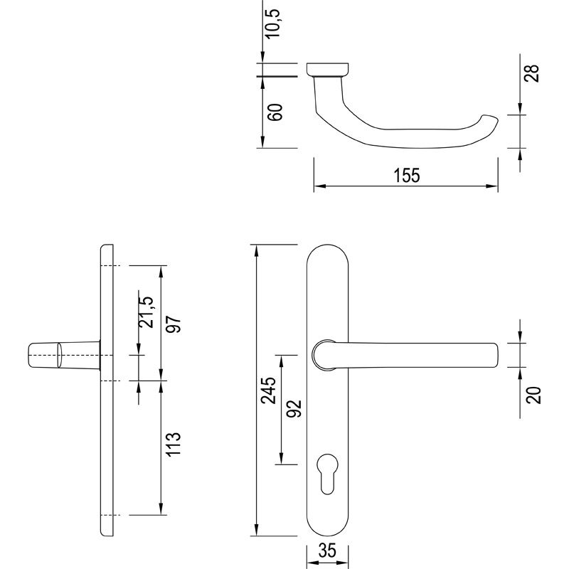 greenteQ Schmalrahmenhalbgarnitur innen DG58.AL.SS.IN PZ 92 product photo BIGSKZ L