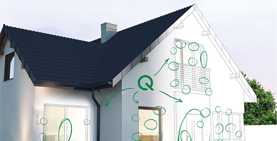 Haus mit greenteQ Logo