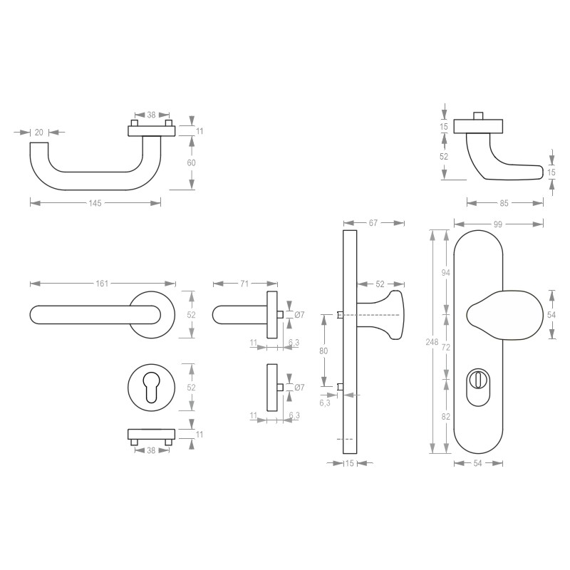 greenteQ Комплект предпазни шпионки Combi DG 60.S216.ZA.ER.NSKWK.ES1 PZ 72 продуктова снимка BIGSKZ L
