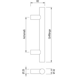 greenteQ Дръжка за врата TG10.ER.GS 330/210/82 фин мат вкл.BA 15.EU H/K/A 1x45mm,1x2 продуктова снимка BIGSKZ L