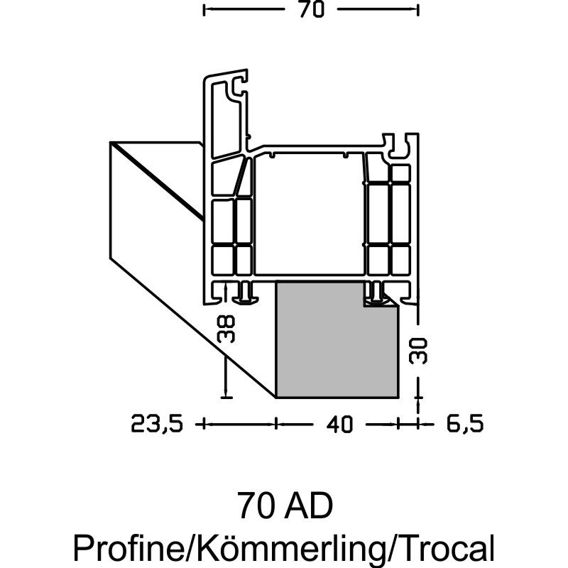 greenteQ izolační profil pro připojení parapetu, vysoce těsnící ,U-hodnota = 0,95, 2350 x 40 x 30mm, vhodný pro Profine 70 AD, KBE 70 AD, Kömmerling 7 fotografie výrobku BIGANW L