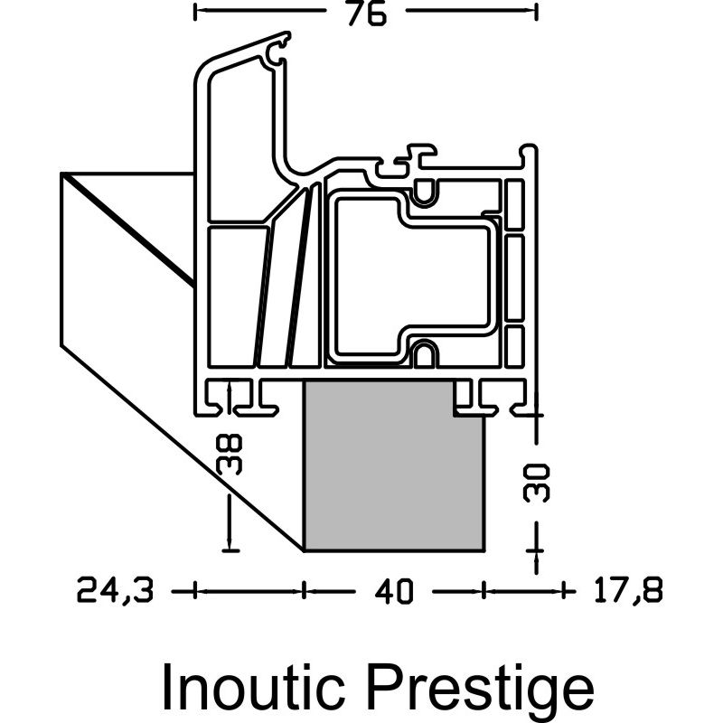 greenteQ izolační profil pro připojení parapetu, vysoce těsnící ,U-hodnota = 0,95, 2350 x 40 x 30mm, vhodný pro Inoutic Prestige fotografie výrobku BIGANW L