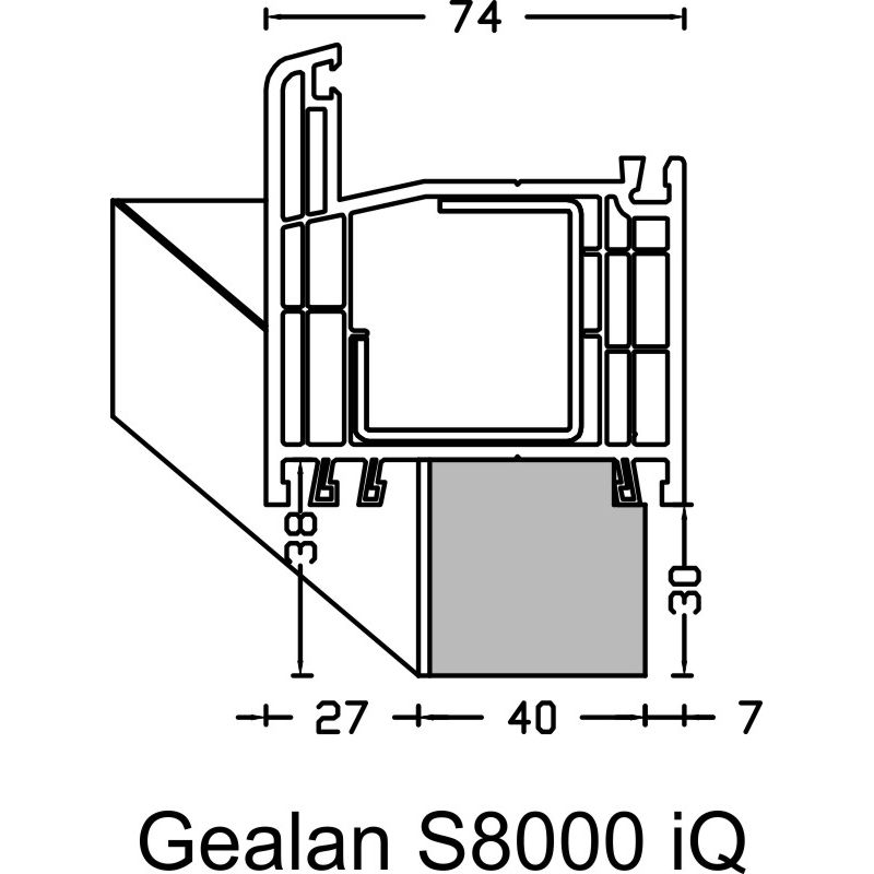greenteQ izolační profil pro připojení parapetu, vysoce těsnící ,U-hodnota = 0,95, 2350 x 40 x 30mm, jednostranně 1mm PVC bílá, vhodný pro Gealan S800 fotografie výrobku BIGANW L
