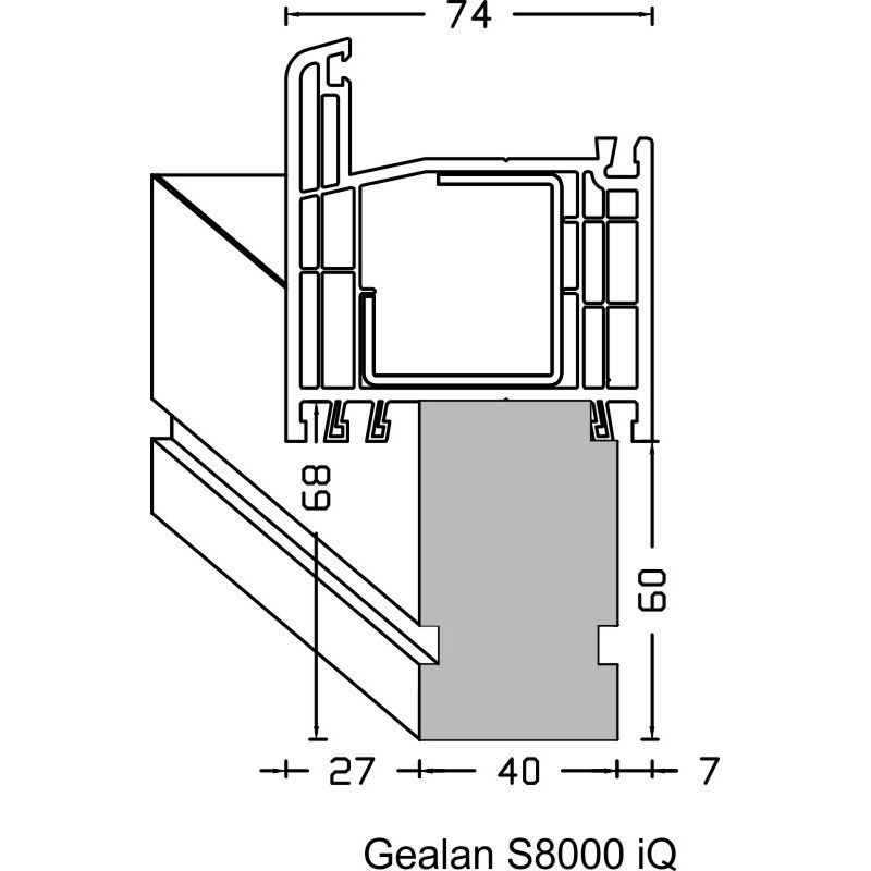 greenteQ izolační parapetní profil pro WDVS, vysoce těsnící ,U-hodnota = 0,95, 2350 x 40 x 60mm, vhodný pro Gealan S8000 iQ fotografie výrobku BIGANW L