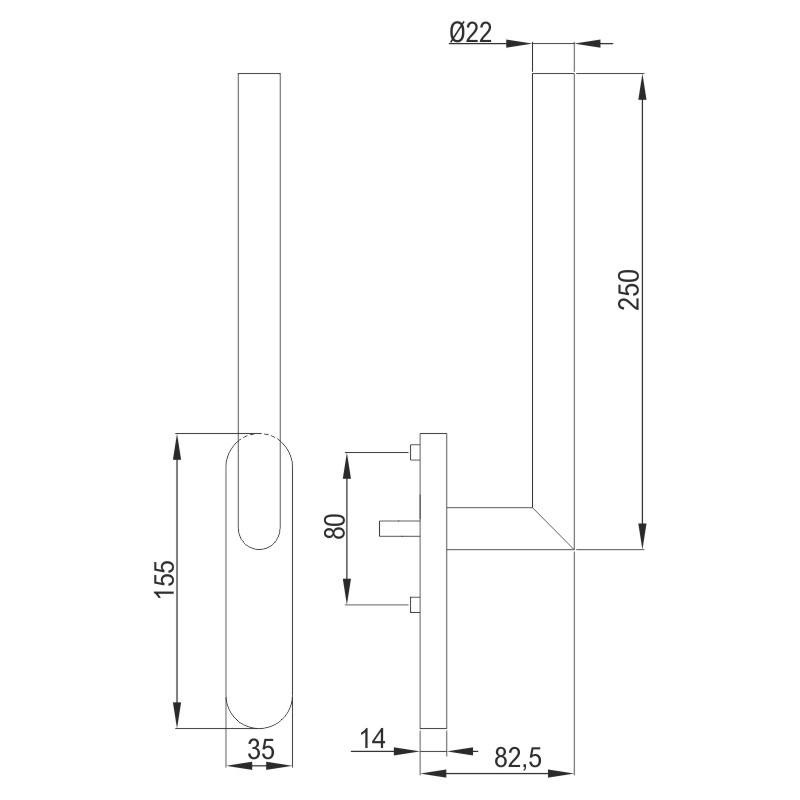 greenteQ klika pro HS-portál HSTG61.OL.ER.RAL9016 bílá  RAL9016, délka čtyřhranu 2x95 mm (Lose) čepy-Ø 10mm, včetně šroubů M6x80 mm fotografie výrobku BIGSKZ L