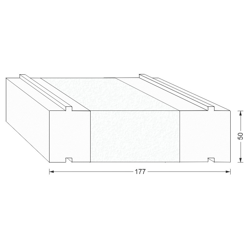 greenteQ spodní izolační podklad.profil pro HS-portály-zdvižně/posuvné dveře 2350x50/53x177, bez PVC-vrstvy pro systém Profine Premidoor 76 fotografie výrobku BIGSKZ L