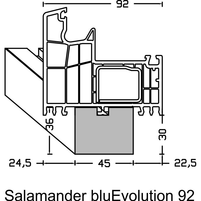 greenteQ Fensterbankanschluss-Dämmprofil hochdämmend 0,95 Uwert, 2350 x 45 x 30 mm, passend für Salamander bluEvolution 92 Produktbild BIGANW L