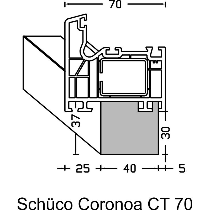 greenteQ  Fensterbankanschluss-Dämmprofil hochdämmend 0,95 Uwert, 2350 x 40 x 30 mm, passend für Schüco Corona CT 70 product photo BIGANW L