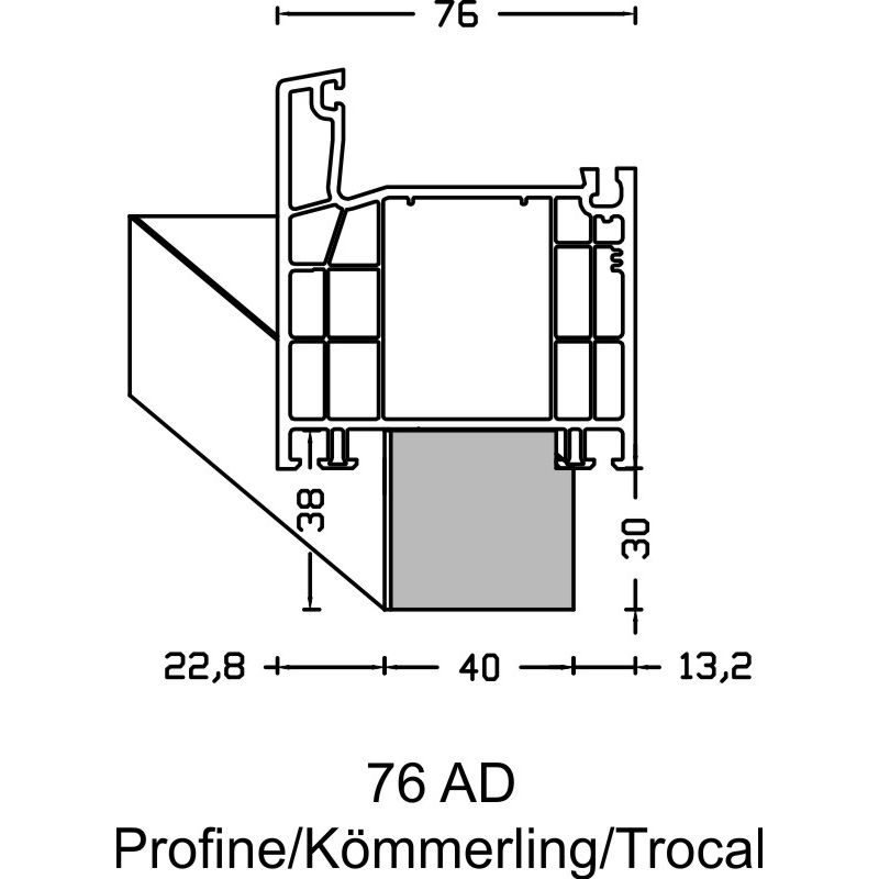 greenteQ  Fensterbankanschluss-Dämmprofil hochdämmend 0,84 Uwert, 2350 x 40 x 30 mm, einseitig 1 mm PVC weiß, passend für Profine 76 AD, KBE 76 AD, Kö Produktbild BIGANW L