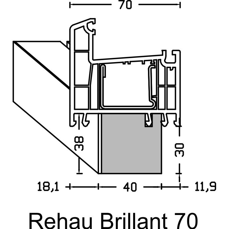 greenteQ Fensterbankanschluss-Dämmprofil hochdämmend 0,95 Uwert, 2350 x 40 x 30 mm, einseitig 1 mm PVC weiß, passend für Rehau Brillant 70 product photo BIGANW L