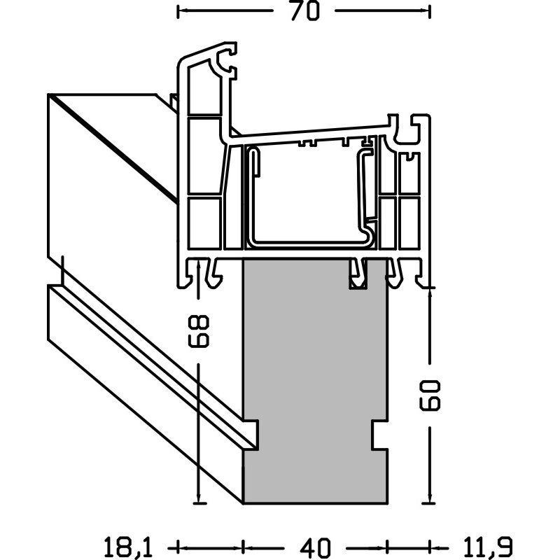 greenteQ  Fensterbankanschluss-Dämmprofil für WDVS  hochdämmend 0,95 Uwert, 2350 x 40 x 60 mm, passend für Rehau Brillant 70 product photo BIGANW L