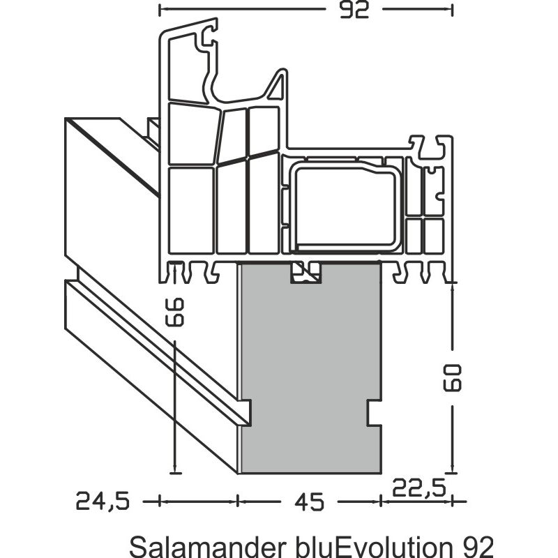 greenteQ  Fensterbankanschluss-Dämmprofil für WDVS  hochdämmend 0,95 Uwert, 2350 x 45 x 60 mm, einseitig 1 mm PVC weiß,  passend für Salamander bluEvo Produktbild BIGANW L