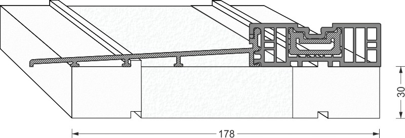 greenteQ Unterbaudämm-Profil Hebeschiebetür 2350x30/33x179, gefräst, ohne PVC-Beschichtung für das System Siegenia Ecopass B203R product photo BIGANW L