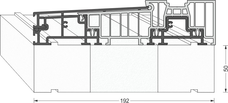 greenteQ Unterbaudämm-Profil Hebeschiebetür 2350x50/53x194, gefräst, ohne PVC-Beschichtung für das System Schüco Living slide Produktbild BIGANW L