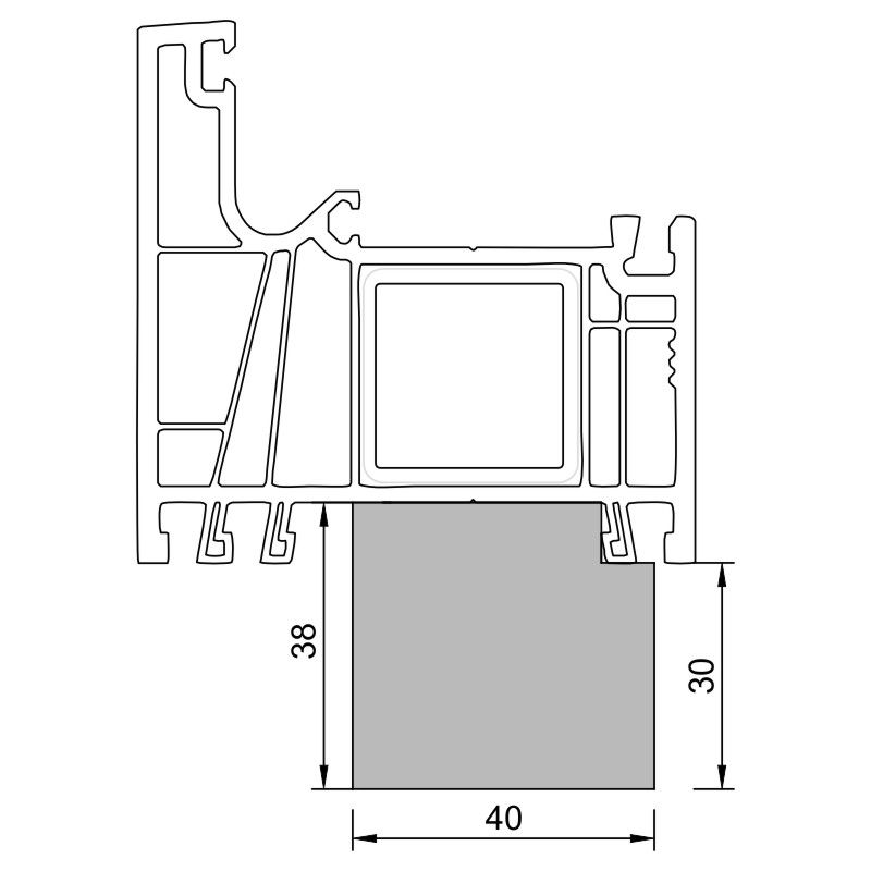 greenteQ Fensterbankanschluss-Dämmprofil hochdämmend 0,95 Uwert, 2350 x 40 x 30/38 mm, passend für Gealan Linear 74 MD product photo BIGANW L